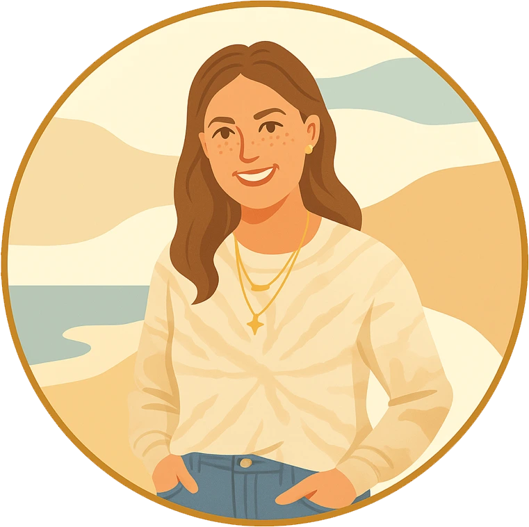 Illustration of Sarah Johnson, inclusive counsellor in Fredericton NB, standing by the ocean